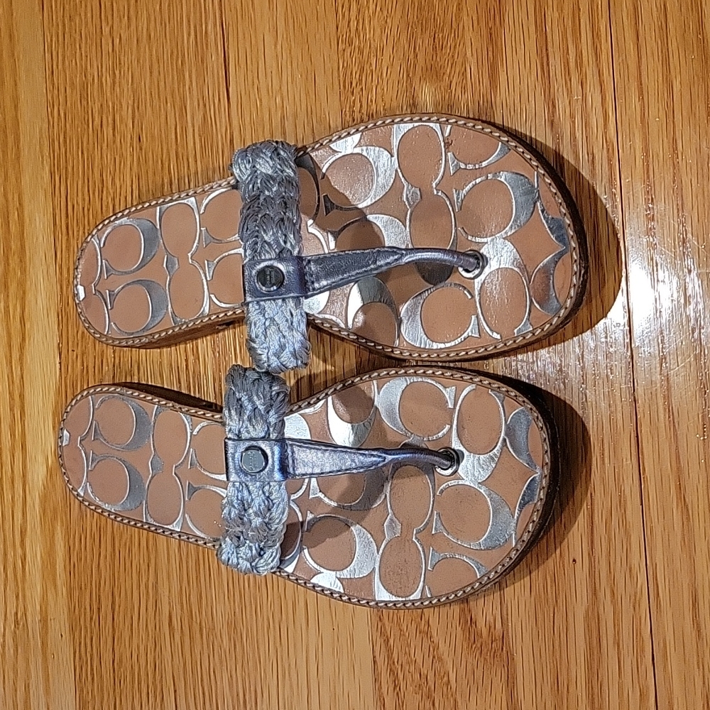 Authentic Coach silver sandal SZ 7